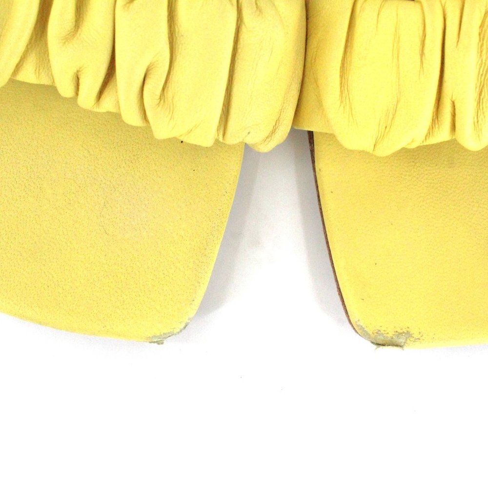 STAUD Frankie Ruched Leather Heeled Sandals Mules Wallflower Yellow EU 40 US 10 - Picture 13 of 15